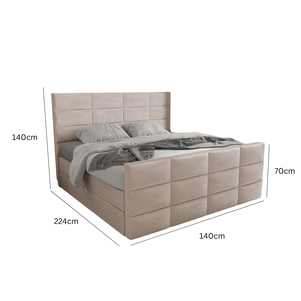 Abmessungen Velvet Beige / 140 x 200cm / H3 Medium