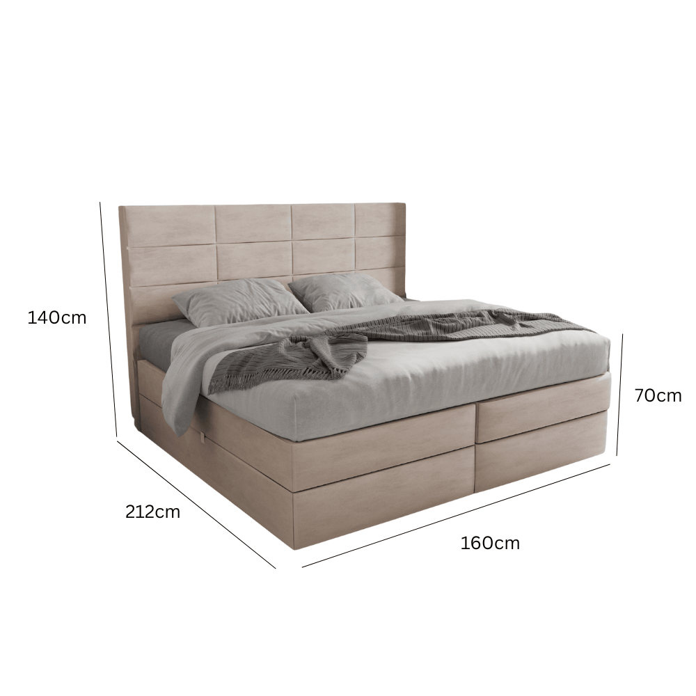 Abmessungen Velvet Beige / 160 x 200cm / H3 Medium