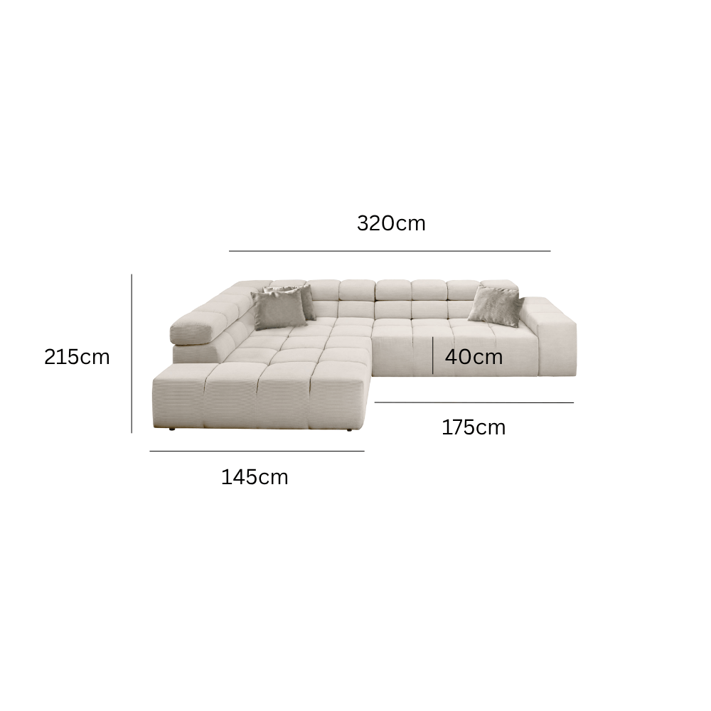 Abmessungen Velvet Rosewood / Ecke links